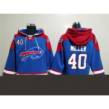 Men's Buffalo Bills #40 Von Miller Red/Blue Ageless Must-Have Lace-Up Pullover Hoodie Men's Buffalo Bills #40 Von Miller Red/Blue Ageless Must-Have Lace-Up Pullover Hoodie
