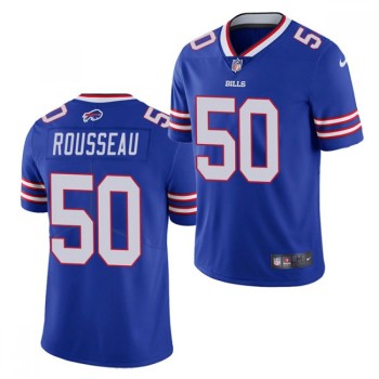 Men's Buffalo Bills #50 Gregory Rousseau 2021 Blue Vapor Untouchable Stitched NFL Jersey Men's Buffalo Bills #50 Gregory Rousseau 2021 Blue Vapor Untouchable Stitched NFL Jersey