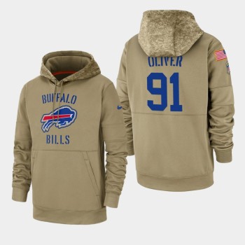 Men's Buffalo Bills #91 Ed Oliver Tan 2019 Salute to Service Sideline Therma Pullover Hoodie Men's Buffalo Bills #91 Ed Oliver Tan 2019 Salute to Service Sideline Therma Pullover Hoodie