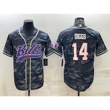 Men's Buffalo Bills Blank #14 Stefon Diggs Grey/Navy Camo With Patch Cool Base Stitched Baseball Jersey Men's Buffalo Bills Blank #14 Stefon Diggs Grey/Navy Camo With Patch Cool Base Stitched Baseball Jersey
