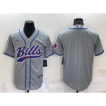 Men's Buffalo Bills Blank Gray Cool Base Stitched Baseball Jersey Men's Buffalo Bills Blank Gray Cool Base Stitched Baseball Jersey