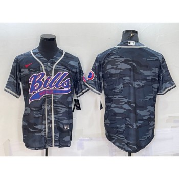 Men's Buffalo Bills Blank Grey Camo With Patch Cool Base Stitched Baseball Jersey Men's Buffalo Bills Blank Grey Camo With Patch Cool Base Stitched Baseball Jersey