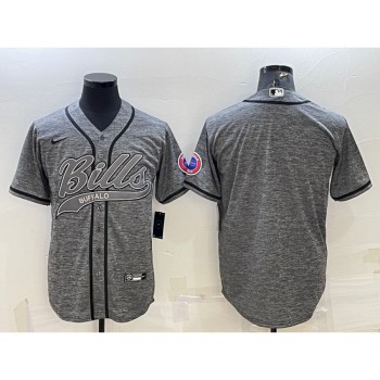 Men's Buffalo Bills Blank Grey With Patch Cool Base Stitched Baseball Jersey Men's Buffalo Bills Blank Grey With Patch Cool Base Stitched Baseball Jersey