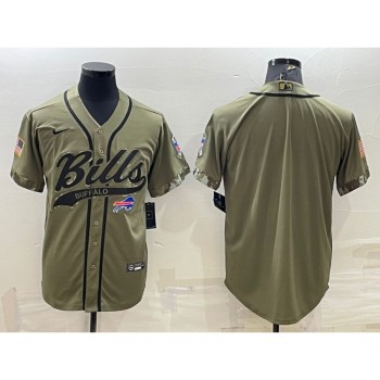 Men's Buffalo Bills Blank Olive Salute to Service Cool Base Stitched Baseball Jersey Men's Buffalo Bills Blank Olive Salute to Service Cool Base Stitched Baseball Jersey