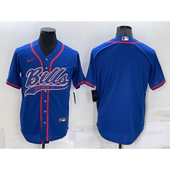 Men's Buffalo Bills Blank Royal Cool Base Stitched Baseball Jersey Men's Buffalo Bills Blank Royal Cool Base Stitched Baseball Jersey