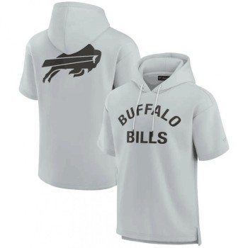 Men's Buffalo Bills Gray Super Soft Fleece Short Sleeve Hoodie Men's Buffalo Bills Gray Super Soft Fleece Short Sleeve Hoodie