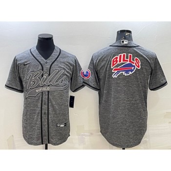 Men's Buffalo Bills Grey Team Big Logo With Patch Cool Base Stitched Baseball Jersey Men's Buffalo Bills Grey Team Big Logo With Patch Cool Base Stitched Baseball Jersey