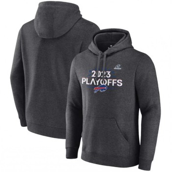 Men's Buffalo Bills Heather Charcoal 2023 Playoffs Fleece Pullover Hoodie Men's Buffalo Bills Heather Charcoal 2023 Playoffs Fleece Pullover Hoodie