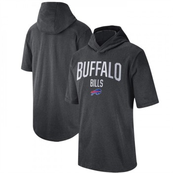 Men's Buffalo Bills Heathered Charcoal Sideline Training Hoodie Performance T-Shirt Men's Buffalo Bills Heathered Charcoal Sideline Training Hoodie Performance T-Shirt