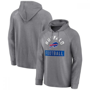 Men's Buffalo Bills Heathered Gray No Time Off Raglan Pullover Hoodie Men's Buffalo Bills Heathered Gray No Time Off Raglan Pullover Hoodie