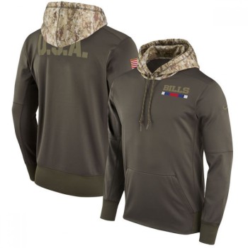 Men's Buffalo Bills Olive Salute to Service Sideline Therma Pullover Hoodie Men's Buffalo Bills Olive Salute to Service Sideline Therma Pullover Hoodie