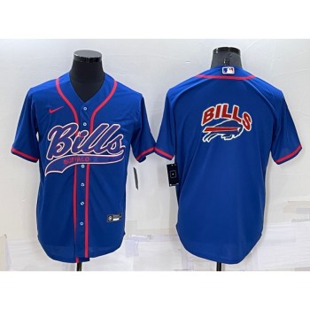 Men's Buffalo Bills Royal Team Big Logo With Patch Cool Base Stitched Baseball Jersey Men's Buffalo Bills Royal Team Big Logo With Patch Cool Base Stitched Baseball Jersey