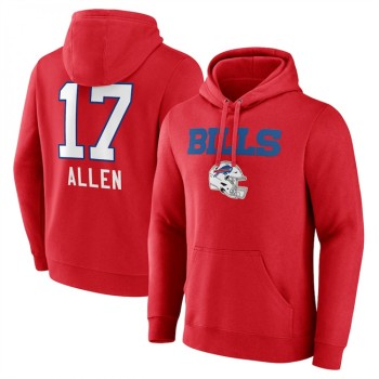 Men's Buffalo Bills #17 Josh Allen Red Team Wordmark Player Name & Number Pullover Hoodie Men's Buffalo Bills #17 Josh Allen Red Team Wordmark Player Name & Number Pullover Hoodie