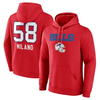 Men's Buffalo Bills #58 Matt Milano Red Team Wordmark Player Name & Number Pullover Hoodie Men's Buffalo Bills #58 Matt Milano Red Team Wordmark Player Name & Number Pullover Hoodie