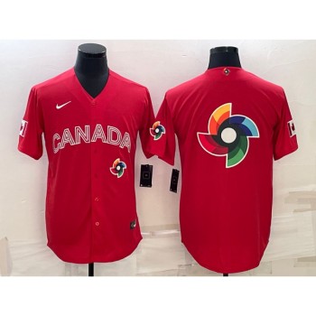 Men's Canada Baseball 2023 Red World Baseball Big Logo With Patch Classic Stitched Jersey Men's Canada Baseball 2023 Red World Baseball Big Logo With Patch Classic Stitched Jersey