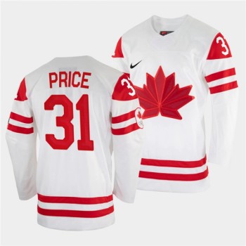 Men's Canada Hockey #31 Carey Price 2022 Beijing Winter Olympic White Stitched Jersey Men's Canada Hockey #31 Carey Price 2022 Beijing Winter Olympic White Stitched Jersey