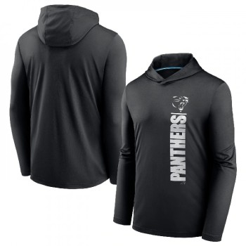 Men's Carolina Panthers Black Fan Gear Team Stack Hoodie Performance Long Sleeve T-Shirt