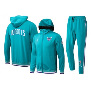 Men's Charlotte Hornets 75th Anniversary Teal Performance Showtime Full-Zip Hoodie Jacket And Pants Suit Men's Charlotte Hornets 75th Anniversary Teal Performance Showtime Full-Zip Hoodie Jacket And Pants Suit
