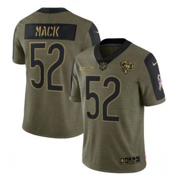 Men's Chicago Bears #52 Khalil Mack 2021 Olive Salute To Service Limited Stitched Jersey Men's Chicago Bears #52 Khalil Mack 2021 Olive Salute To Service Limited Stitched Jersey