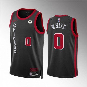 Men's Chicago Bulls #0 Coby White Black 2023/24 City Edition Stitched Basketball Jersey Men's Chicago Bulls #0 Coby White Black 2023/24 City Edition Stitched Basketball Jersey