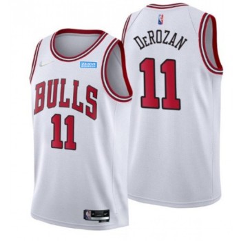 Men's Chicago Bulls #11 DeMar DeRozan 75th Anniversary White Swingman Stitched Basketball Jersey Men's Chicago Bulls #11 DeMar DeRozan 75th Anniversary White Swingman Stitched Basketball Jersey