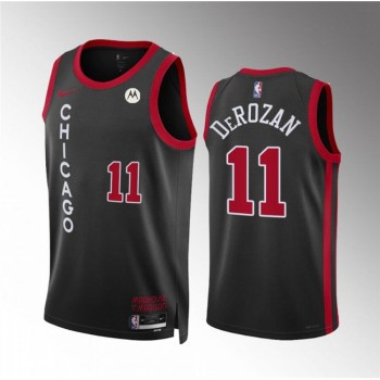 Men's Chicago Bulls #11 Demar Derozan Black 2023/24 City Edition Stitched Basketball Jersey Men's Chicago Bulls #11 Demar Derozan Black 2023/24 City Edition Stitched Basketball Jersey