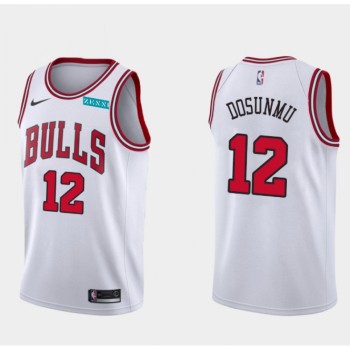 Men's Chicago Bulls #12 Ayo Dosunmu White Association Edition Swingman Stitched Basketball Jersey Men's Chicago Bulls #12 Ayo Dosunmu White Association Edition Swingman Stitched Basketball Jersey