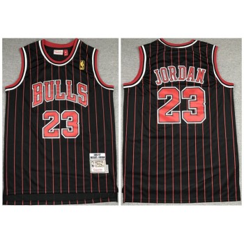 Men's Chicago Bulls #23 Michael Jordan 1996-1997 Black&Red Throwback Stitched Jersey