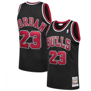 Men's Chicago Bulls #23 Michael Jordan Black 1997-98 Throwback Stitched Jersey Men's Chicago Bulls #23 Michael Jordan Black 1997-98 Throwback Stitched Jersey