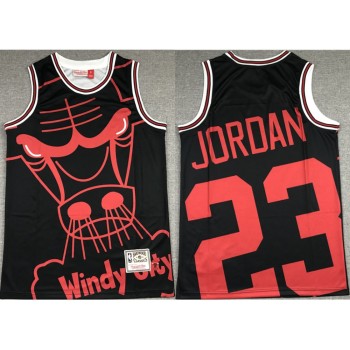 Men's Chicago Bulls #23 Michael Jordan Black Big face Stitched Jersey Men's Chicago Bulls #23 Michael Jordan Black Big face Stitched Jersey