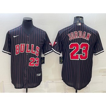 Men's Chicago Bulls #23 Michael Jordan Black Cool Base Stitched Baseball Jersey Men's Chicago Bulls #23 Michael Jordan Black Cool Base Stitched Baseball Jersey