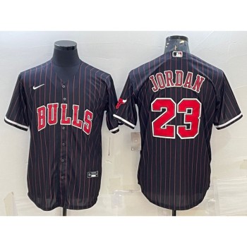 Men's Chicago Bulls #23 Michael Jordan Black Cool Base Stitched Baseball Jersey Men's Chicago Bulls #23 Michael Jordan Black Cool Base Stitched Baseball Jersey
