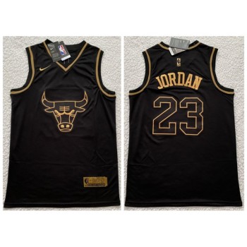 Men's Chicago Bulls #23 Michael Jordan Black Gold Edition Stitched Jersey Men's Chicago Bulls #23 Michael Jordan Black Gold Edition Stitched Jersey