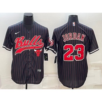 Men's Chicago Bulls #23 Michael Jordan Black With Patch Cool Base Stitched Baseball Jersey Men's Chicago Bulls #23 Michael Jordan Black With Patch Cool Base Stitched Baseball Jersey