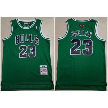 Men's Chicago Bulls #23 Michael Jordan Green Throwback Stitched Basketball Jersey Men's Chicago Bulls #23 Michael Jordan Green Throwback Stitched Basketball Jersey