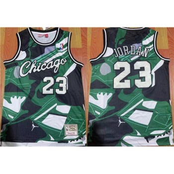 Men's Chicago Bulls #23 Michael Jordan Green/White/Black Stitched Basketball Jersey Men's Chicago Bulls #23 Michael Jordan Green/White/Black Stitched Basketball Jersey