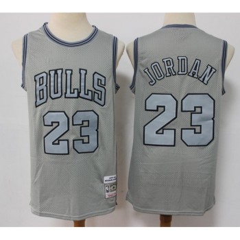 Men's Chicago Bulls #23 Michael Jordan Grey Throwback Stitched Basketball Jersey Men's Chicago Bulls #23 Michael Jordan Grey Throwback Stitched Basketball Jersey