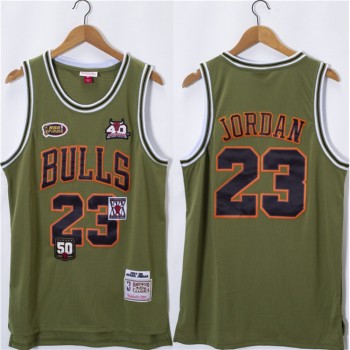 Men's Chicago Bulls #23 Michael Jordan Olive Salute Stitched Basketball Jersey Men's Chicago Bulls #23 Michael Jordan Olive Salute Stitched Basketball Jersey