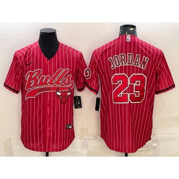 Men's Chicago Bulls #23 Michael Jordan Red Cool Base Stitched Baseball Jersey Men's Chicago Bulls #23 Michael Jordan Red Cool Base Stitched Baseball Jersey