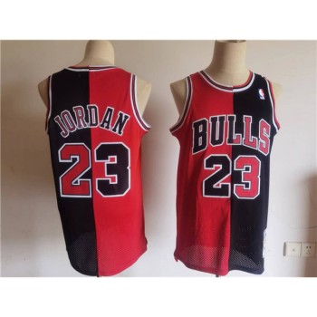 Men's Chicago Bulls #23 Michael Jordan Red /Black Split Throwback Stitched Jersey Men's Chicago Bulls #23 Michael Jordan Red /Black Split Throwback Stitched Jersey