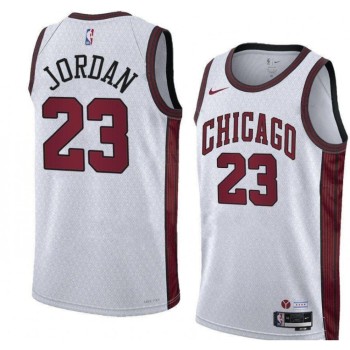 Men's Chicago Bulls #23 Michael Jordan White 2022/23 City Edition Stitched Basketball Jersey Men's Chicago Bulls #23 Michael Jordan White 2022/23 City Edition Stitched Basketball Jersey