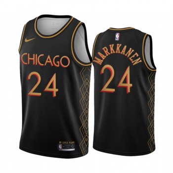 Men's Chicago Bulls #24 Lauri Markkanen 2020 Black City Edition Stitched NBA Jersey Men's Chicago Bulls #24 Lauri Markkanen 2020 Black City Edition Stitched NBA Jersey