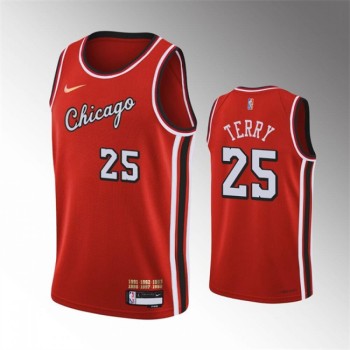 Men's Chicago Bulls #25 Dalen Terry Red 75th Anniversary Stitched Basketball Jersey Men's Chicago Bulls #25 Dalen Terry Red 75th Anniversary Stitched Basketball Jersey