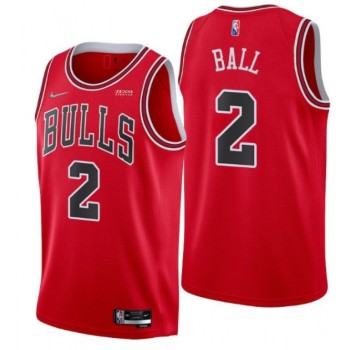 Men's Chicago Bulls #2 Lonzo Ball 75th Anniversary Red Swingman Stitched Basketball Jersey Men's Chicago Bulls #2 Lonzo Ball 75th Anniversary Red Swingman Stitched Basketball Jersey