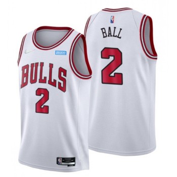 Men's Chicago Bulls #2 Lonzo Ball 75th Anniversary White Swingman Stitched Basketball Jersey Men's Chicago Bulls #2 Lonzo Ball 75th Anniversary White Swingman Stitched Basketball Jersey