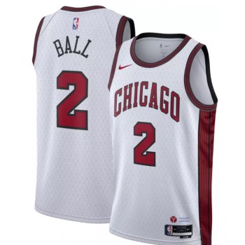 Men's Chicago Bulls #2 Lonzo Ball White 2022/23 City Edition Stitched Basketball Jersey Men's Chicago Bulls #2 Lonzo Ball White 2022/23 City Edition Stitched Basketball Jersey