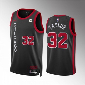 Men's Chicago Bulls #32 Justin Lewis Black 2023/24 City Edition Stitched Basketball Jersey Men's Chicago Bulls #32 Justin Lewis Black 2023/24 City Edition Stitched Basketball Jersey