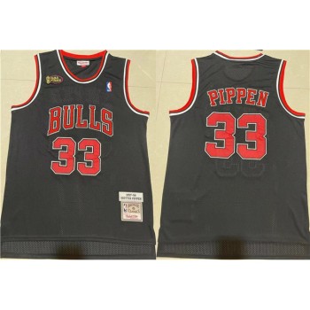Men's Chicago Bulls #33 Scottie Pippen 1997-98 Black Throwback Stitched Jersey Men's Chicago Bulls #33 Scottie Pippen 1997-98 Black Throwback Stitched Jersey