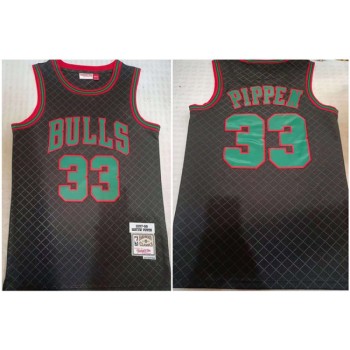Men's Chicago Bulls #33 Scottie Pippen Black 1997-98 Finals Throwback Stitched Basketball Jersey Men's Chicago Bulls #33 Scottie Pippen Black 1997-98 Finals Throwback Stitched Basketball Jersey