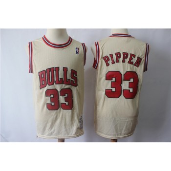 Men's Chicago Bulls #33 Scottie Pippen Cream Hardwood Classics Stitched Jersey Men's Chicago Bulls #33 Scottie Pippen Cream Hardwood Classics Stitched Jersey